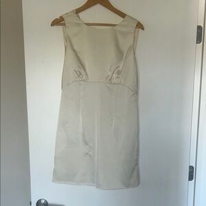 Cowl Back Fishtail Mini Cream Dress
